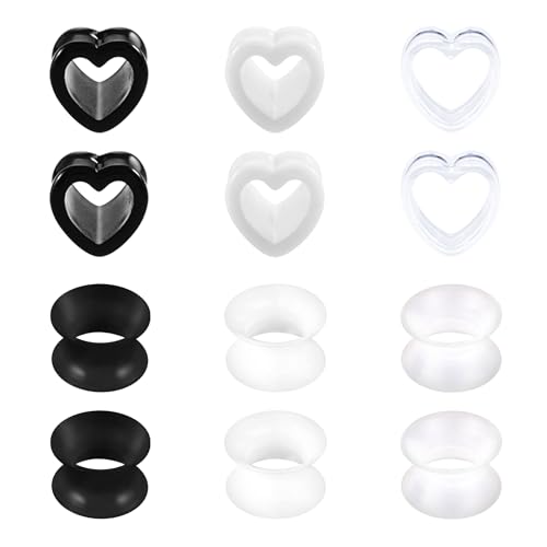 MODRSA 10mm Piercing a Tunnel Dilatatore Piercing Orecchio Silicone Tunnel Cordata Piercing Estensore Dilatatori Lobo Flared Flesh Piercing 6Pairs