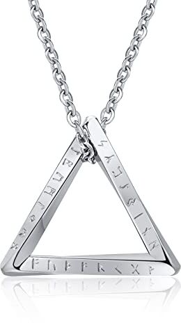 TempBeau Collana da uomo vichingo Mobius ciondolo triangolo collane cultura nordica con catena da 60 cm gioielli in acciaio inossidabile regalo per uomo donna coppia, Acciaio inossidabile