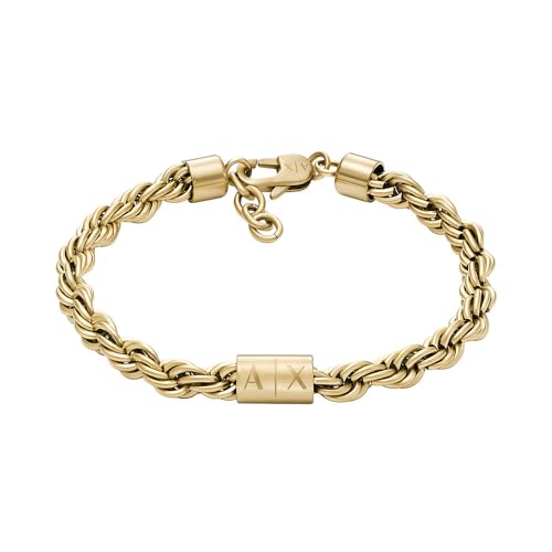 Armani Bracciale a catena da uomo in acciaio color oro,