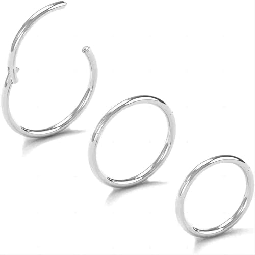 Body CAC 3 Pezzi-0.8mm×6/7/8mm Sottili Naso Orecchini Acciaio Cerchietti Chirurgici, Piercing Naso Anello Ipoallergenico Finto Nostril Trago per Donne