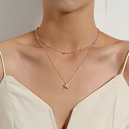 TseenYi Collana girocollo stella Boho Collana stella strati Girocollo Collana stella oro Catena clavicola Collana ciondolo stella perline multistrato Gioielli spiaggia estivi donne e ragazze