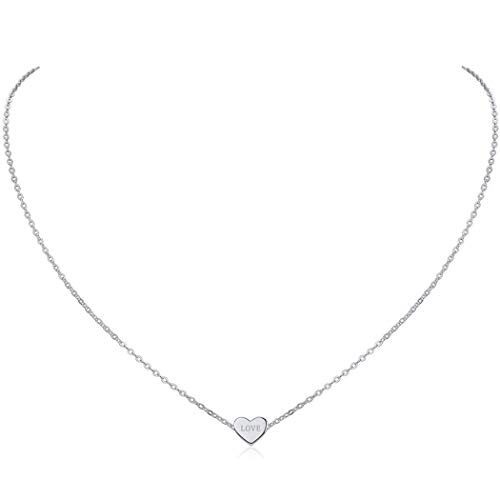 ChicSilver Collana Nome Personalizzabile Argento 925 Donna, Cindolo Cuore Piccolo Delicato, Collana Amicizia, Catena Clavicolare, Argento Collane Donna