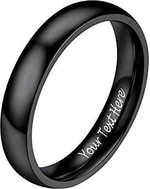 PROSTEEL Anello Uomo Personalizzabile Acciaio Inossidabile Anello A Fascia Uomo Personalizzabile Nero Miusra 12 (Dia 16,5mm), Anello Unisex con Confezione Regalo