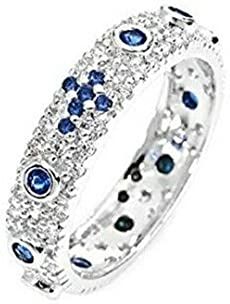 gioiellitaly Anello rosario pavè argento 925 con zirconi bianchi e grani pietre blu Anello unisex Gioiello Uomo Donna (9)