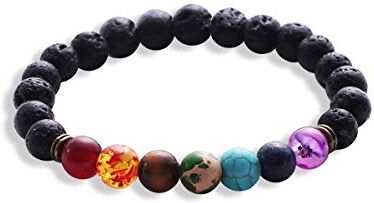 Sonew Lava Beads Bracciale 7 Chakras corda elastica pietra naturale Yoga perline bracciali bracciali per le donne degli uomini