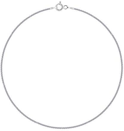 Planetys Cavigliera Argento Sterling 925 Rodiato Modello Catenina Spiga Larghezza: 1 mm Lunghezza: 25 cm