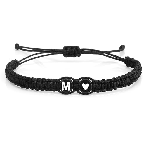 GuardiaTech Bracciale Uomo Nome Personalizzato, Bracciale con Iniziale, Bracciale con Lettera per Fidanzato Fidanzate Coppie, Bracciale Unisex, Bracciale Lettera Bracciale Fatto a Mano con Filo Intrecciato-M