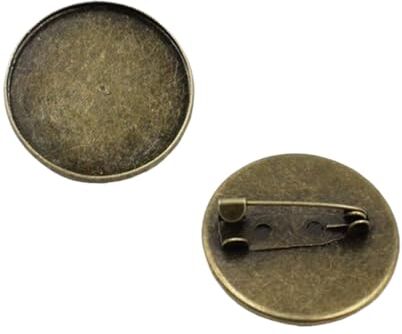 EFARMA Spilla Chiusure Pin, Spilla Rotonda Vintage in Metallo Impostazione Vuota Base con castone Cabochon con Diametro Interno 12mm 16mm 18mm 20mm 25mm 30mm 20 Pezzi (Colore : Bronzo, Dimensioni : 25mm) (Co