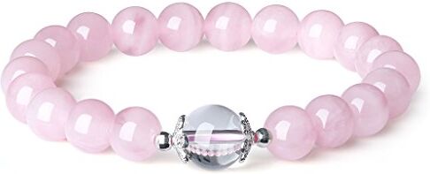 COAI Bracciale Yoga da Donna con Perle in Quarzo Rosa Naturale per il Bilanciamento Energetico