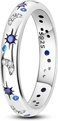 NARMO 925 Anello per le Donne in Argento Sterling Luna e Stella Anelli Cubic Zirconia Anello Staccabile Dimensione 17