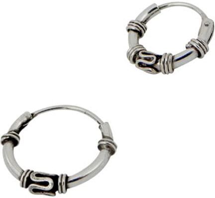 Tienda , 2 orecchini a cerchio design bali in argento sterling singoli, 1 cerchio 10 mm diametro esterno e 1 cerchio 12 mm diametro esterno. Unisex, , , Argento sterling, non