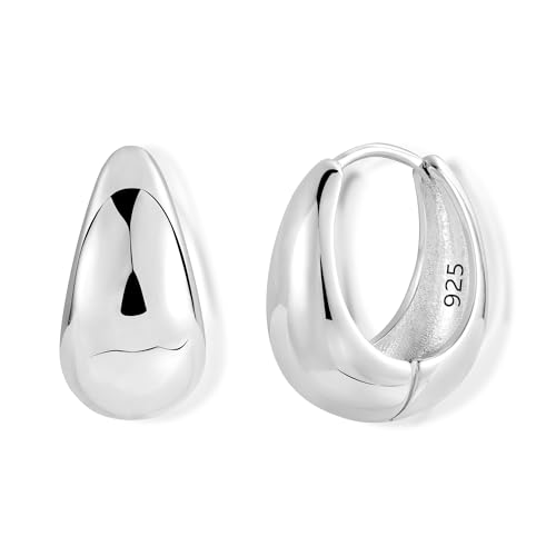 Ash Orecchini Donna Orecchini in Argento Sterling 925, Orecchini Cerchio Donna Spessi, Orecchini a Cerchio di Cartilagine, 925 Orecchini in Argento Sterling U A Forma di Hoop Orecchini, Argento