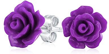 Bling Jewelry Orecchini A Perno Con Fiore Viola Di Lavanda Intagliato In 3D Romantici Delicati E Floreali Per Donne Adolescenti E Madri Placcati In Argento