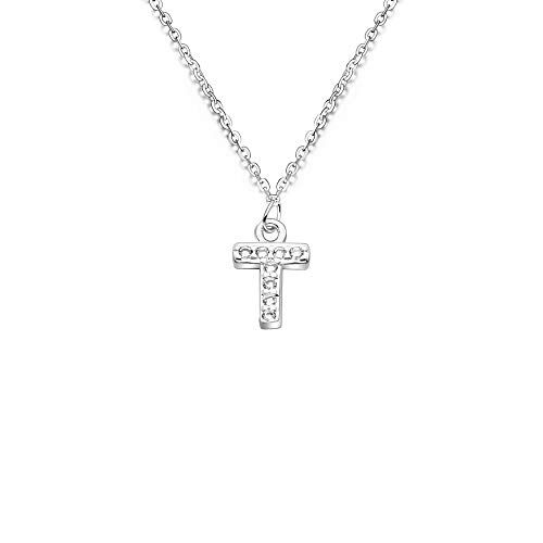 bifriend S925 Argento 26 Lettera Inglese Lettera Collana Di Cristallo Per Le Donne Ragazza Miglior Regalo (T)