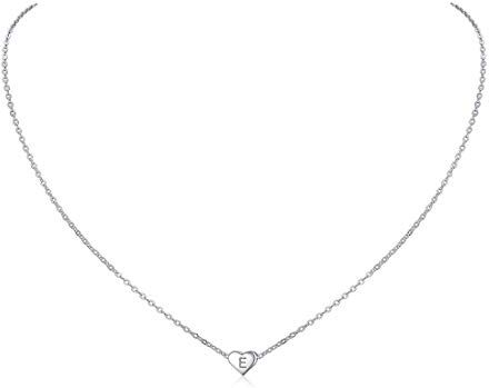 ChicSilver Collana Donna Argento 925 con Lettera E, Collana con Ciondolo Cuore Iniziali, Collane Argento Donna Chocker Girocollo con Confezione Regalo