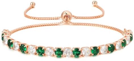 LOVANS Bracciale Tennis Donna Bracciale Donna Argento con Zirconio Braccialetti Regolabile Donna Regali Natale Donna Regalo Laurea Donna Regalo Compleanno(più verde Oro rosa)