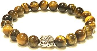 Generico ALCHIMIA Bracciale unisex Buddha pietre vere naturali mm.8 (OCCHIO DI TIGRE)