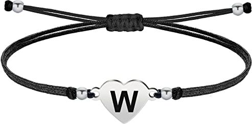 cotigo Bracciale lettera iniziale W cordino in acciaio cerato Bracciale donna o uomo con iniziale nome Bracciale con lettera incisa