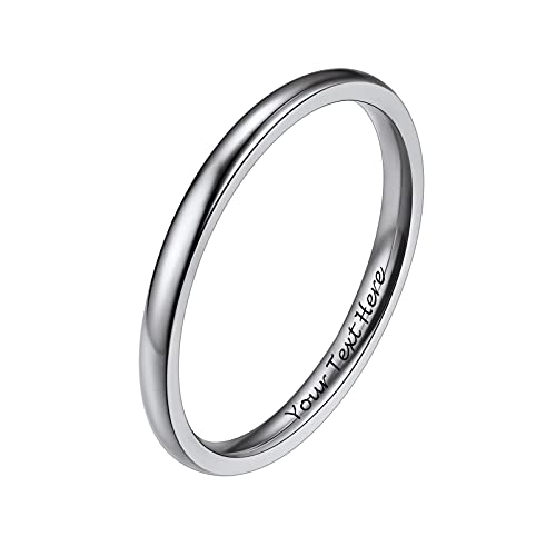 PROSTEEL Anello Donna Personalizzabile Acciaio Inossidabile Anello A Fascia Donna Personalizzabile Argento Miusra 12 (Dia 16,5mm), Anello Unisex con Confezione Regalo