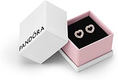 Pandora Moments Orecchini da donna placcati oro rosa 14k con cuore aperto e zirconi cubici, Oro rosa, Zirconia cubica