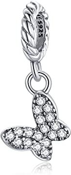 BAMOER U Charms Farfalla in Argento 925 con Zirconi Ciondoli Famiglia di Animali Originale Charm Compatibili per donne e ragazze