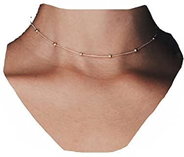 Yheakne Collana girocollo con perline Boho Collana con sfera in argento Collana con catena satellitare Girocollo magro Collana minimalista Gioielli per donne e ragazze adolescenti (argento)