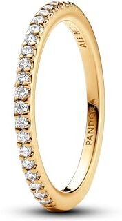 PANDORA Timeless Anello placcato in oro 14k con zirconia cubica trasparente, 60