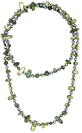 Colours & Beauty Collana Donna Lunga Madreperla   Collana Conchiglie Verde Militare e Vetro   Collane Colorate Estive  Collana Estiva Donna   Collana Colorata Donna   Collana Conchiglia