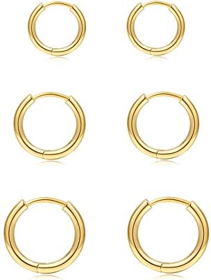 MOROTOLE 6 Paia di Orecchini a Cerchio 14K Placcato Oro Huggie Orecchini a Cerchio in Argento Sterling Piccoli Orecchini a Cerchio Set Piccoli Orecchini di Cartilagine Cubic Zirconia per Donna Uomo