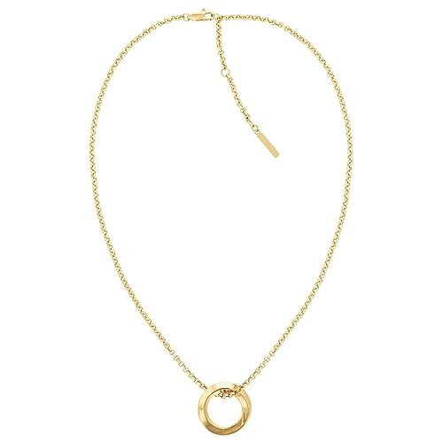 Calvin Klein Collana da Donna Collezione Twisted Ring in Acciaio Inossidabile, Giallo Oro