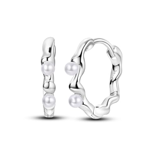 NARMO 925 Sterling Silver Hoop Orecchini per le donne piccoli cerchi di perle liquide orecchini per le ragazze