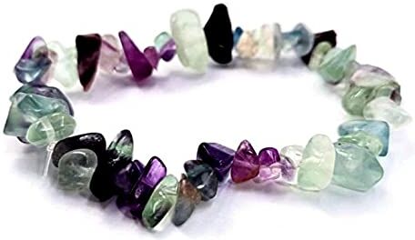 Generico Bracciale chip elastico pietre vere naturali FLUORITE RAINBOW