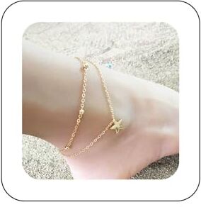 Yienate Boho Oro Stella Stratificato Cavigliera Braccialetto Rotondo Perlina Catena Pentagramma Stella Ciondolo Spiaggia Cavigliera Moda Piedi Catena Gioielli Regalo Per Donne E Ragazze