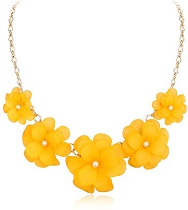 EVER FAITH Collana con colletto a fiori, collane di fiori estivi per donne ragazze Giallo scuro