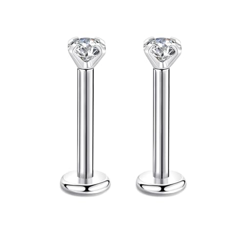 Candyfancy 16 G/1,2 mm, piercing helix, trago, labbra, labret, 2/3/4 mm, zirconia cubica, orecchini in cristallo cartilagine, orecchini per donne e ragazze, Zirconia cubica, Zirconia cubica