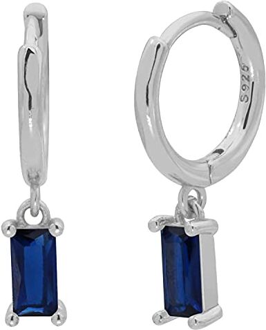 LIHELEI Orecchini Cerchio Piccoli con Pendenti Zirconia Cubic per Donna, Orecchini Argento Sterling S925 per Donna Gioielli Accessori 1 paia Blu Marino