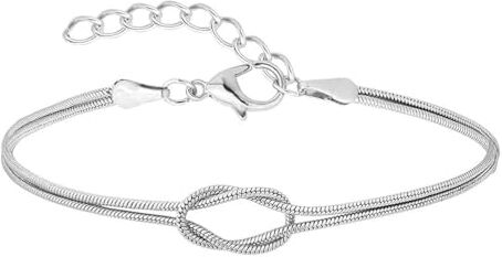 GERRIT Braccialetti con nodo legame madre e figlia,bracciale infinito con catena con nodo d'amore,bracciali per mamma e figlia,bracciale dell'amicizia (silver)