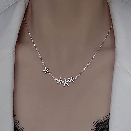 TseenYi Cristallo Fiore Neckalce Scintillante Cz Collana Argento Floreale Cubic Zirconia Collana Brillare Strass Collana Da Sposa Breve Link Collana Girocollo Catena Gioielli Per Donne E Ragazze