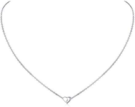 ChicSilver Collana Donna Argento 925 con Lettera J, Collana con Ciondolo Cuore Iniziali, Collane Argento Donna Chocker Girocollo con Confezione Regalo