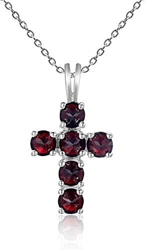 YTGLQAZ Collana Collane A Catena Per Le Donne Gem'S Natural Blue Topaz 925 Sterling Silver Gemstone Cross Collane Con Ciondolo Per Le Donne Fine Collares Regalo Blackgarnet