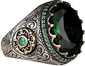 jkhhi Anelli Al Naso Al Neon Anello di pietre prezioseDiamond Large Ring Vintage Peacock Saphire Green Ring Shape Ring Peacock Diamond Ring Diamond Round Big Ring O Suona La Tastiera (H, 13)