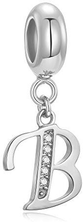 Fantasticharm fits Pandora Bracelet Charm con pendente a forma di lettera dell’alfabeto “A”, in argento Sterling 925 autentico con cristalli. Compatibile con la maggior parte dei braccialetti e delle collane di marche europee Letter B