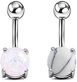 SULIUDAJI 2pcs Piercing Ombelico STERILE Acciaio Chirurgico Lungo Ball Palline Argento Barbell Navel Bar Belly Button Rings Gioiello Donna