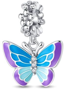 LNQOBU Ciondolo Lucciola Scintillante Charm Glow in the dark Charm Camaleonte Charm Argento Sterling 925 Per Bracciali e Collan