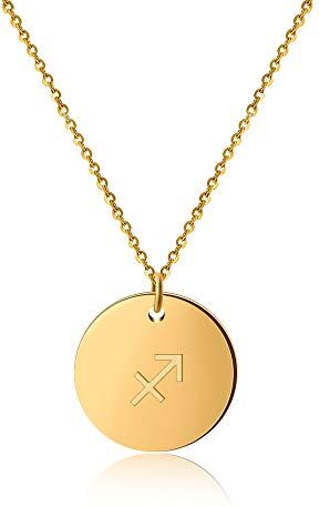 GD GOOD.designs EST. 2015 Catena zodiacale oro 18 carati Sagittario impermeabile I Collana placcata oro con ciondolo dell'oroscopo I Collana zodiacale in acciaio inox per signore