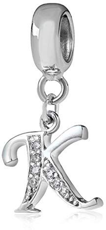 YiRong Jewelry Charm in argento Sterling 925 con ciondolo a forma di lettera dell'alfabeto, utilizzabile come iniziale o per formare parole, compatibile con bracciali Pandora K