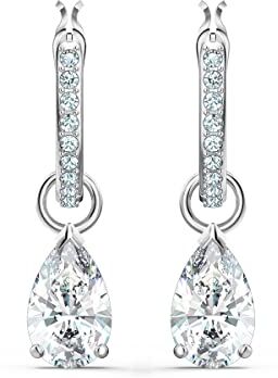 Swarovski Orecchini pendenti Attract, Taglio Pear, Bianchi, Placcato rodio