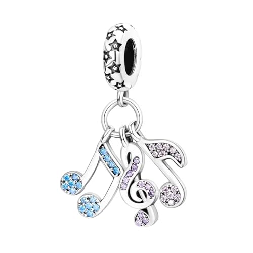 MariaFonte Charm Musica New 2024 Compatibile Tutte Marche Note Musicali Compleanno Anniversario Ciondoli Originale Argento 925 Mamma Bead Portafortuna Cuore Natale Zirconia