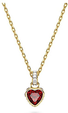 Swarovski Stilla Collana Pendente, con Cristalli e Zirconia con Taglio a Cuore, Placcato in Tonalità Oro, Rosso