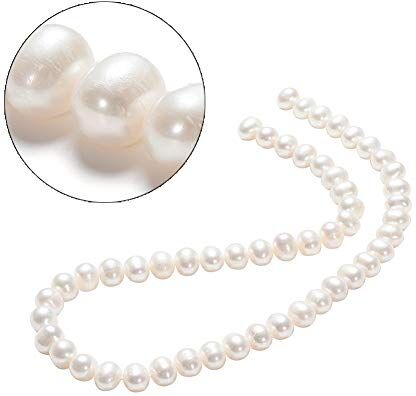 FASHEWELRY Fashewlery, 1 filo di perle naturali d'acqua dolce coltivate, 8-9 mm, per collane fai da te, braccialetti, orecchini, creazione di gioielli, circa 49 pezzi/filo